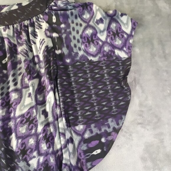 Alyn Paige Womens Batwing Top Small Purple Black Abstract Boho‎ Festival Summer - Picture 5 of 10